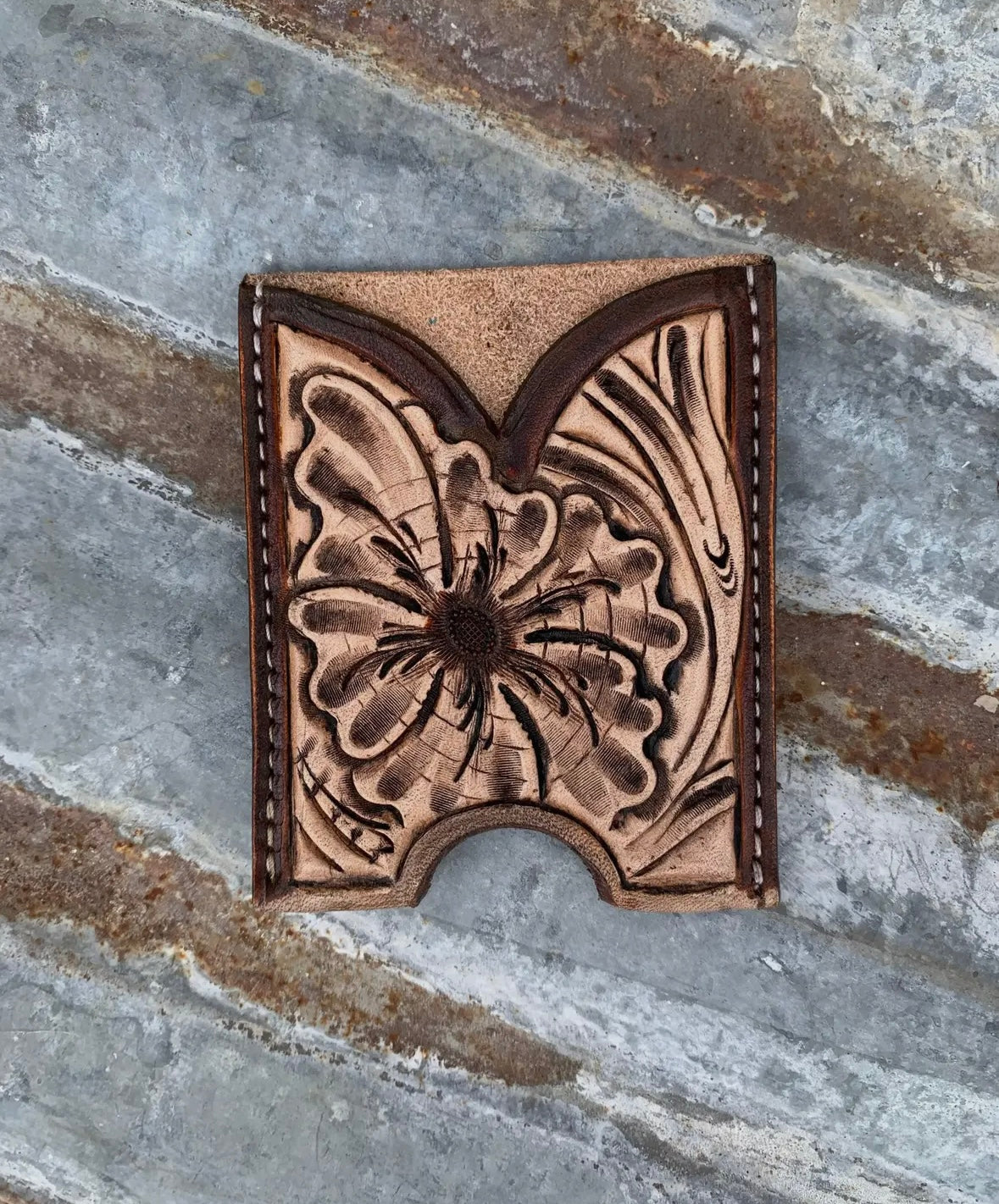 Daisy Front Pocket Tooled Wallet