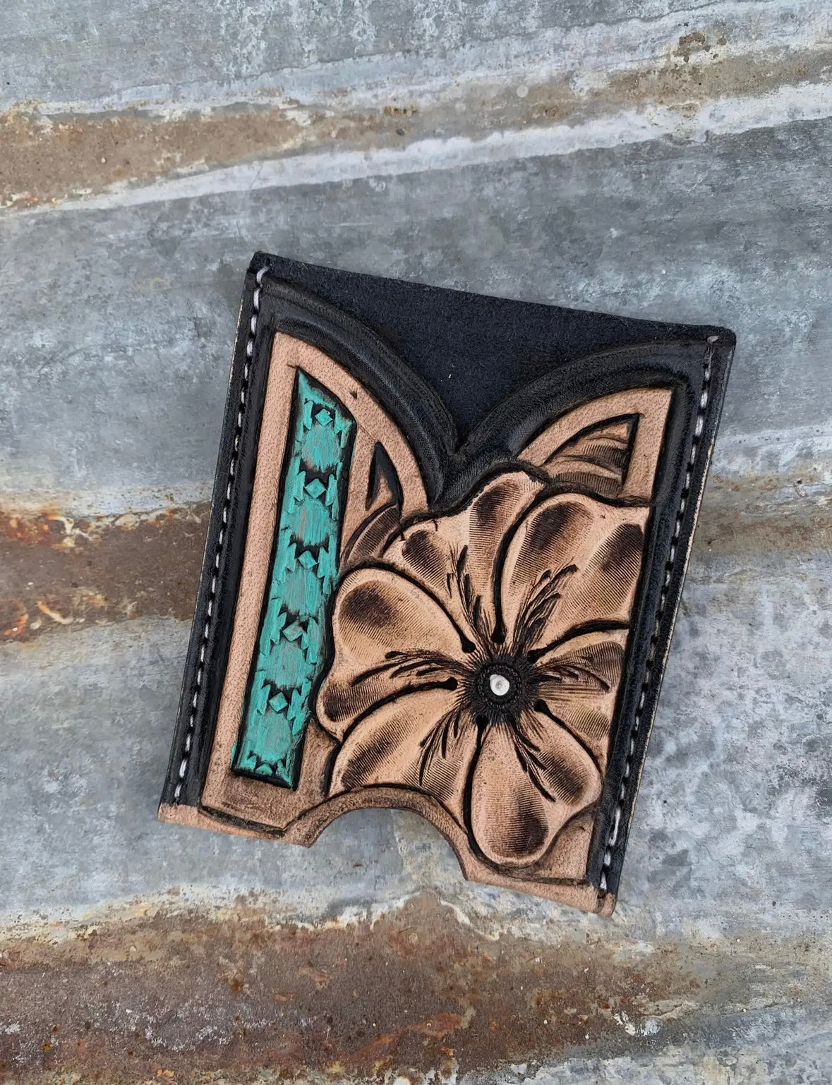 Southwest Bar Front Pocket Tooled Wallet