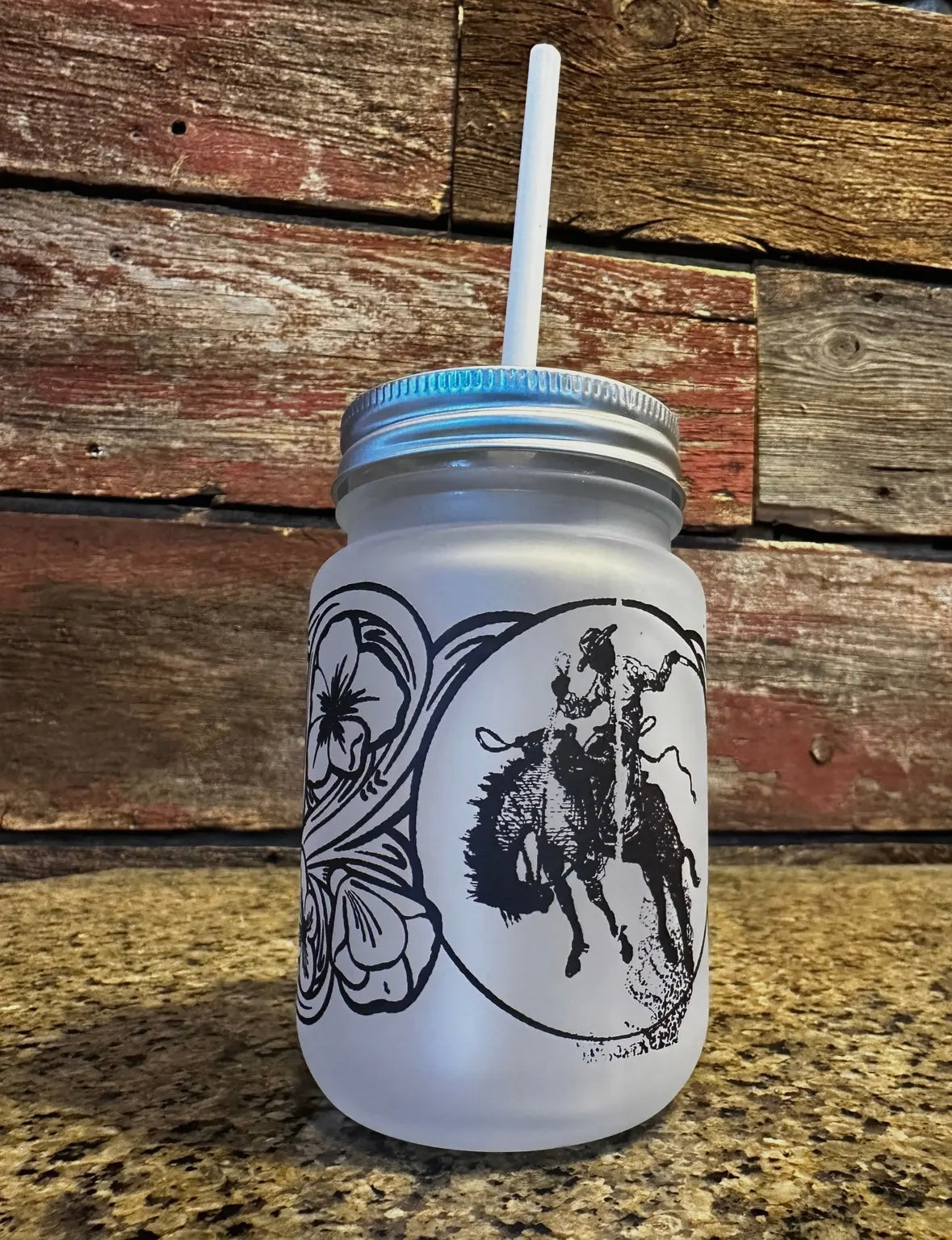 Ranch Bronc Mason Jar Cup