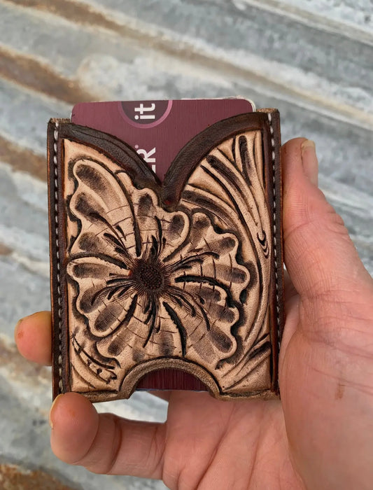 Daisy Front Pocket Tooled Wallet